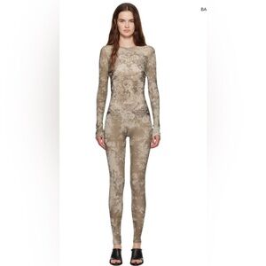 Jean Paul Gaultier Beige Taupe Printed Jumpsuit